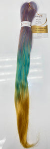 3 Color Blend cotton Candy, Green , Gold  Black Pre-stretched Braiding hair