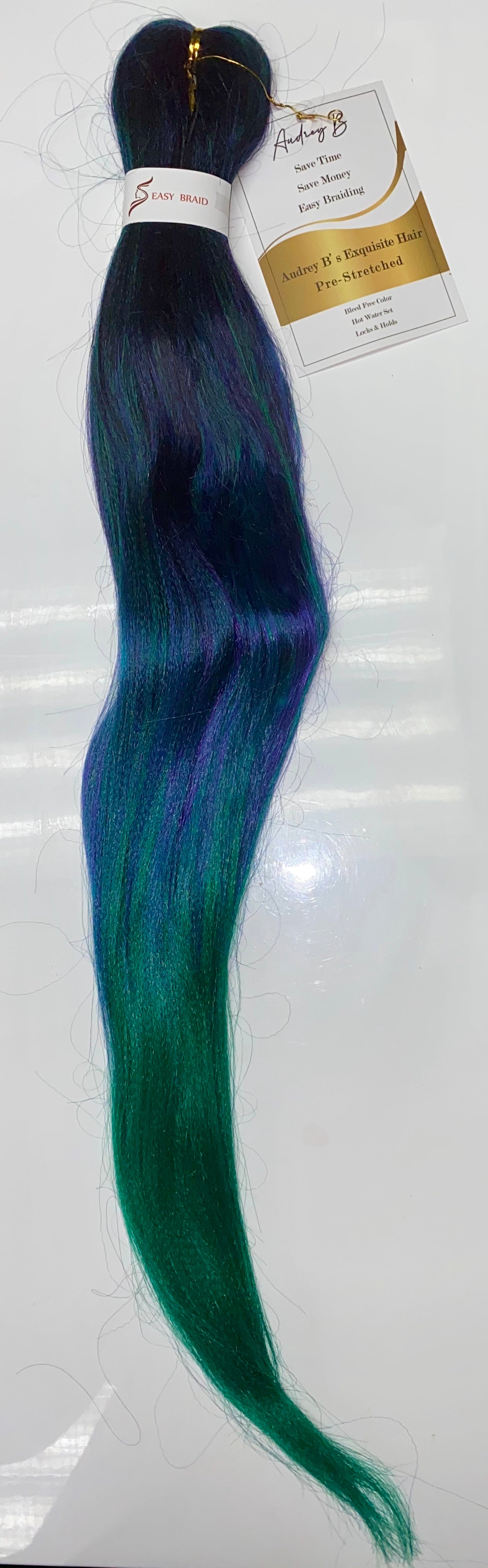 Blue/Green Ombre Black Pre-stretched Braiding hair
