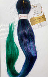 Blue/Green Ombre Black Pre-stretched Braiding hair